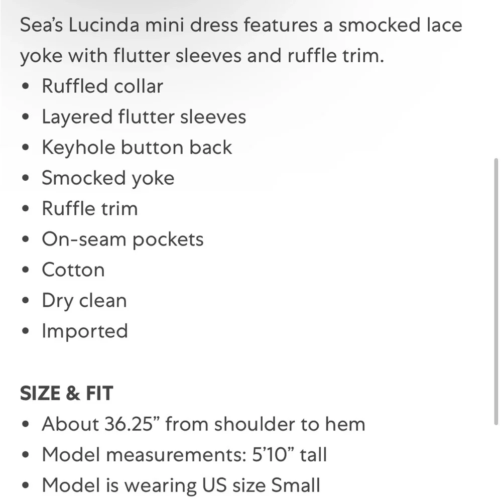 Sea New York Lucinda Seersucker Mini Dress Size S Small - Picture 3 of 11